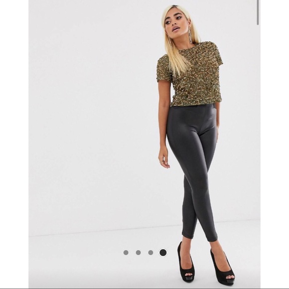 ASOS Cropped Sequin Embellished Top - Picture 4 of 10